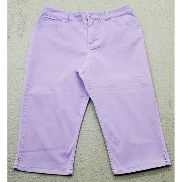 Coldwater Creek Cropped Pants Womens P12 Purple Stretch High Rise Straight Leg - Picture 1 of 10